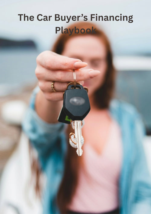 The Car Buyer's Financing Playbook cover — a woman holding out a set of car keys toward the camera
